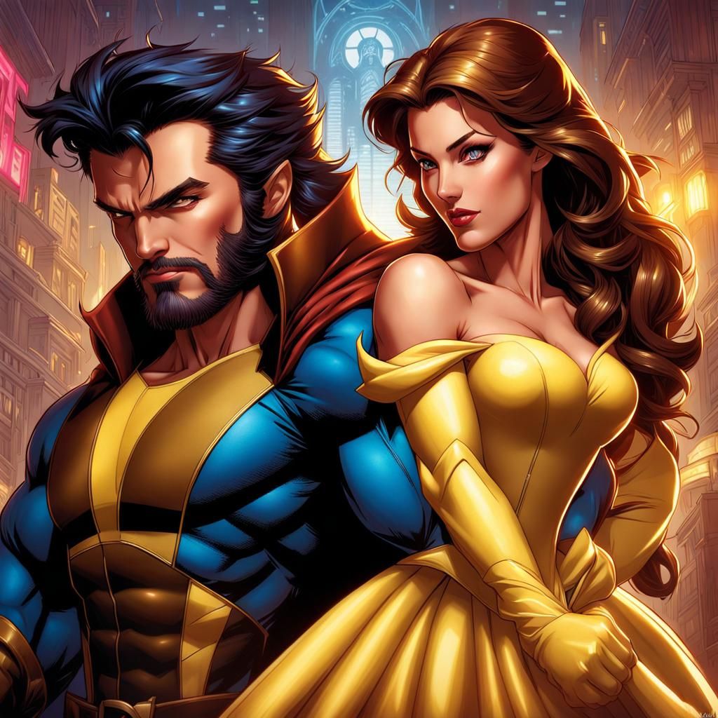 Belle and Wolverine: Comic Book Art Style