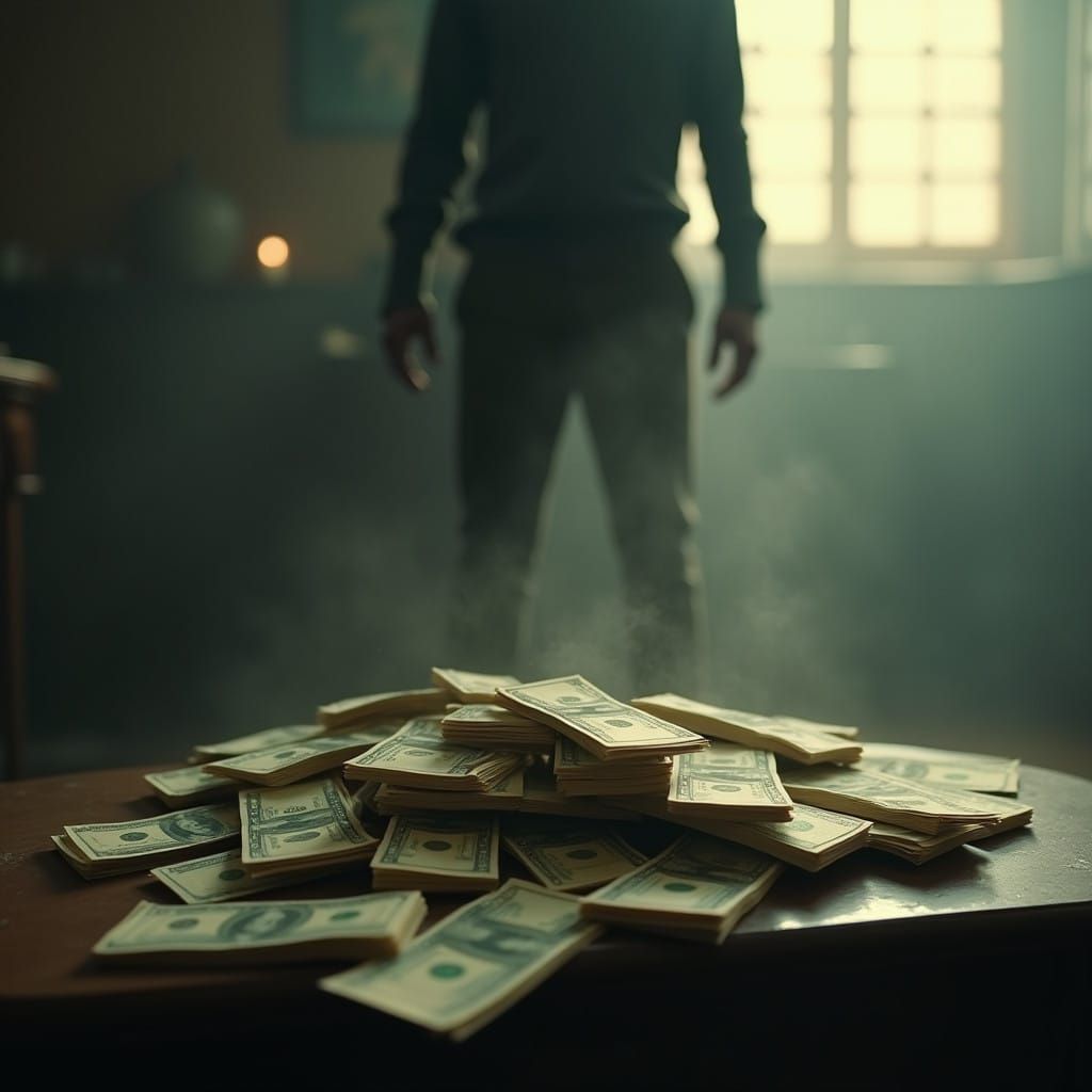 Gritty Money Heist Scene in Film Noir Style