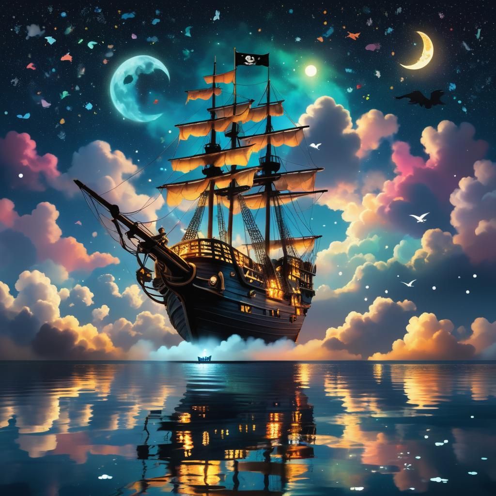 Pirate Ship Cloud Formation at Night