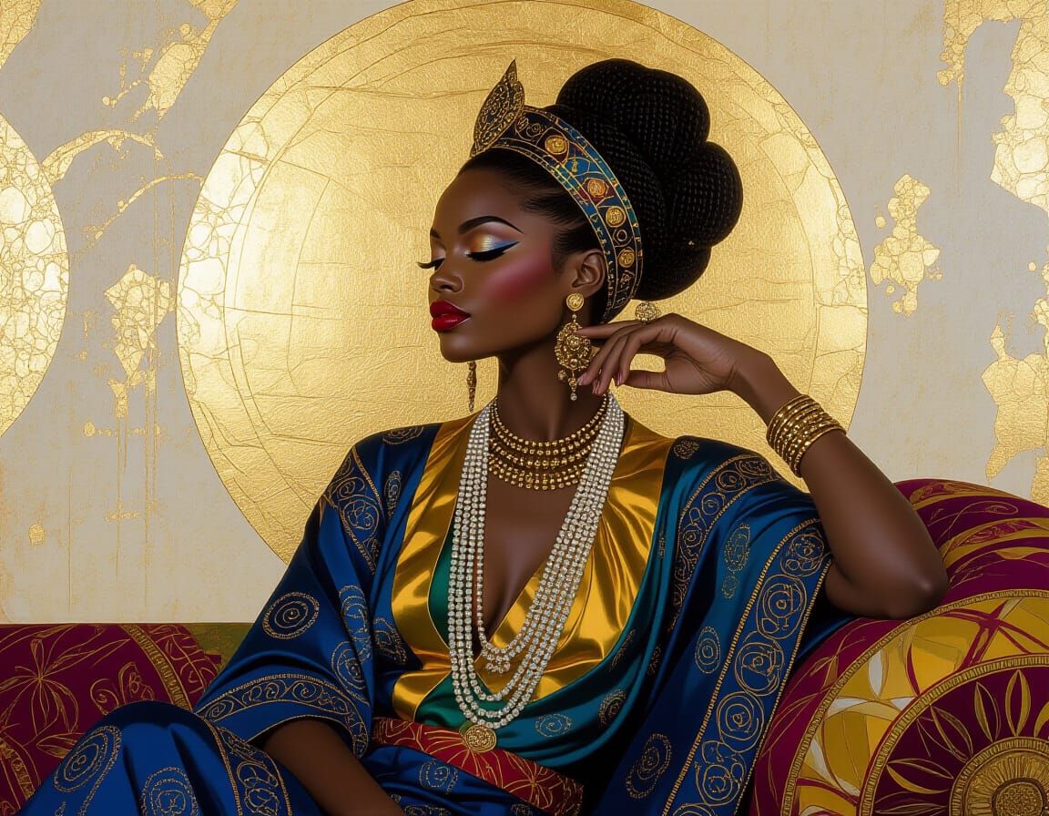Opulent Nilotic Princess in Dreamlike Surrealism