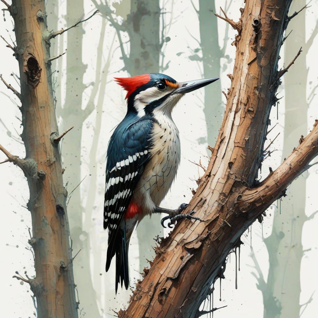 Whimsical Woodland Scene in Dreamy Watercolor Style