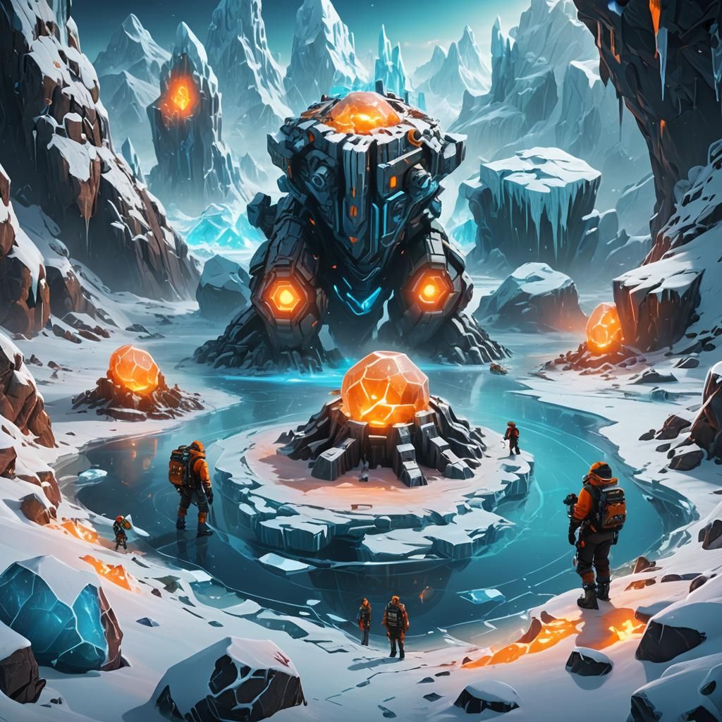 Arctic Explorers Discover Ancient Treasures: Digital Art