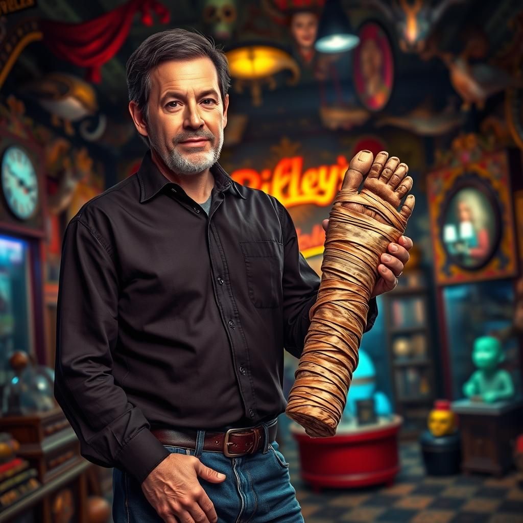 Zak Bagans and Mummy Foot, Hyperrealistic Concept Art