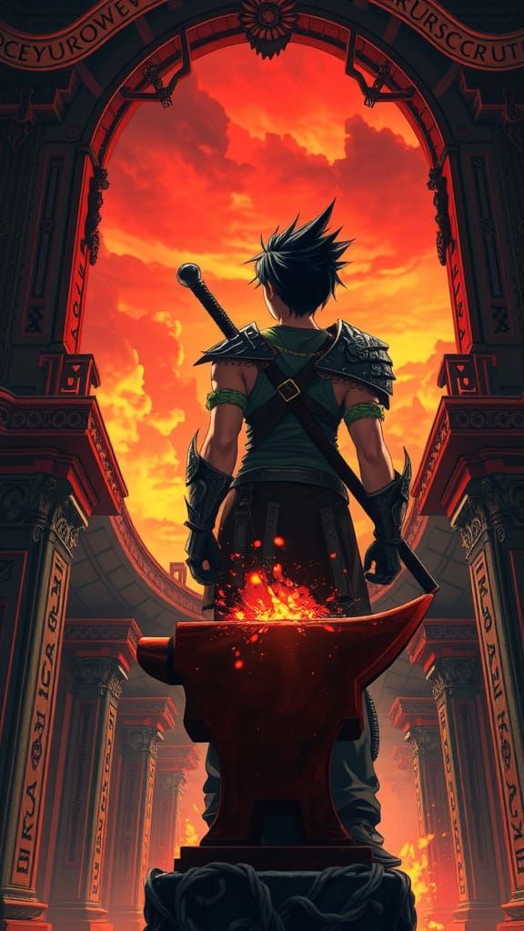 Epic Warrior Backshot in Ornate Fantasy Corridor