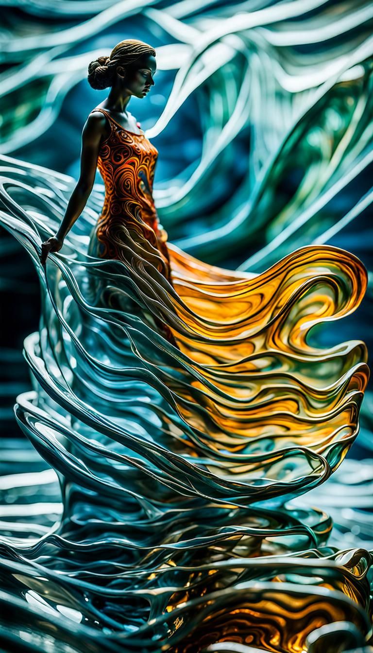 Dreaming Woman Sculpture in Glass and Water