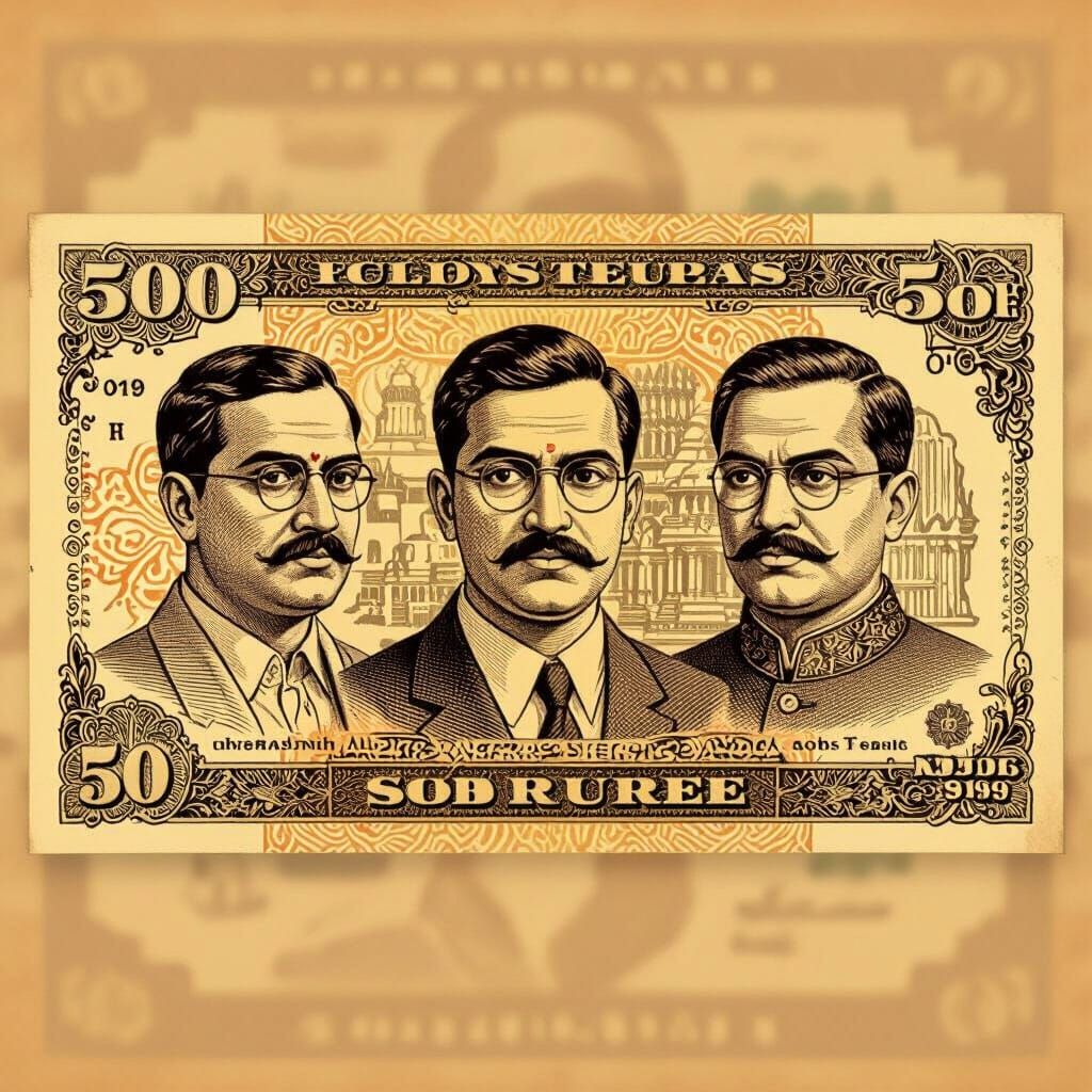 AI-Generated 500 Rupee Note With Indian Freedom Fighters