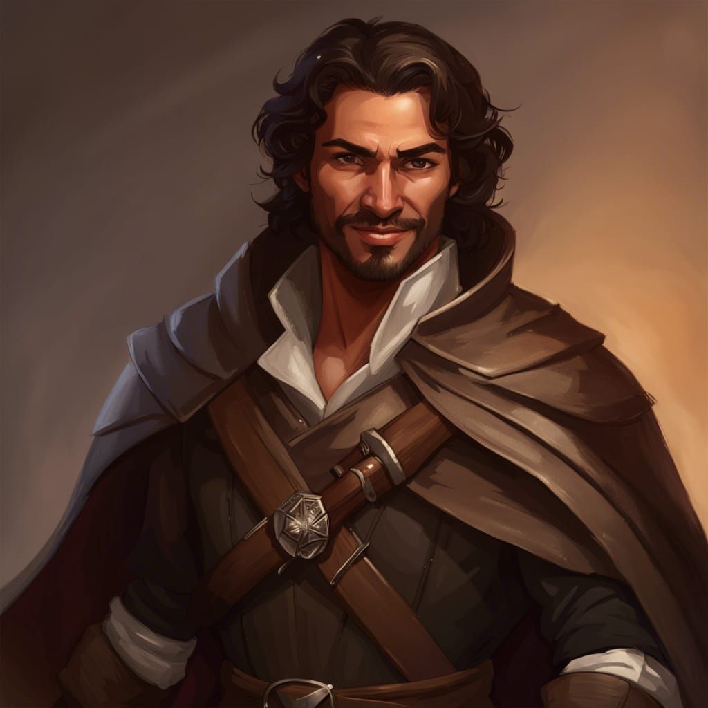 Dashing Rogue Portrait in Hyperdetailed Digital Art Style