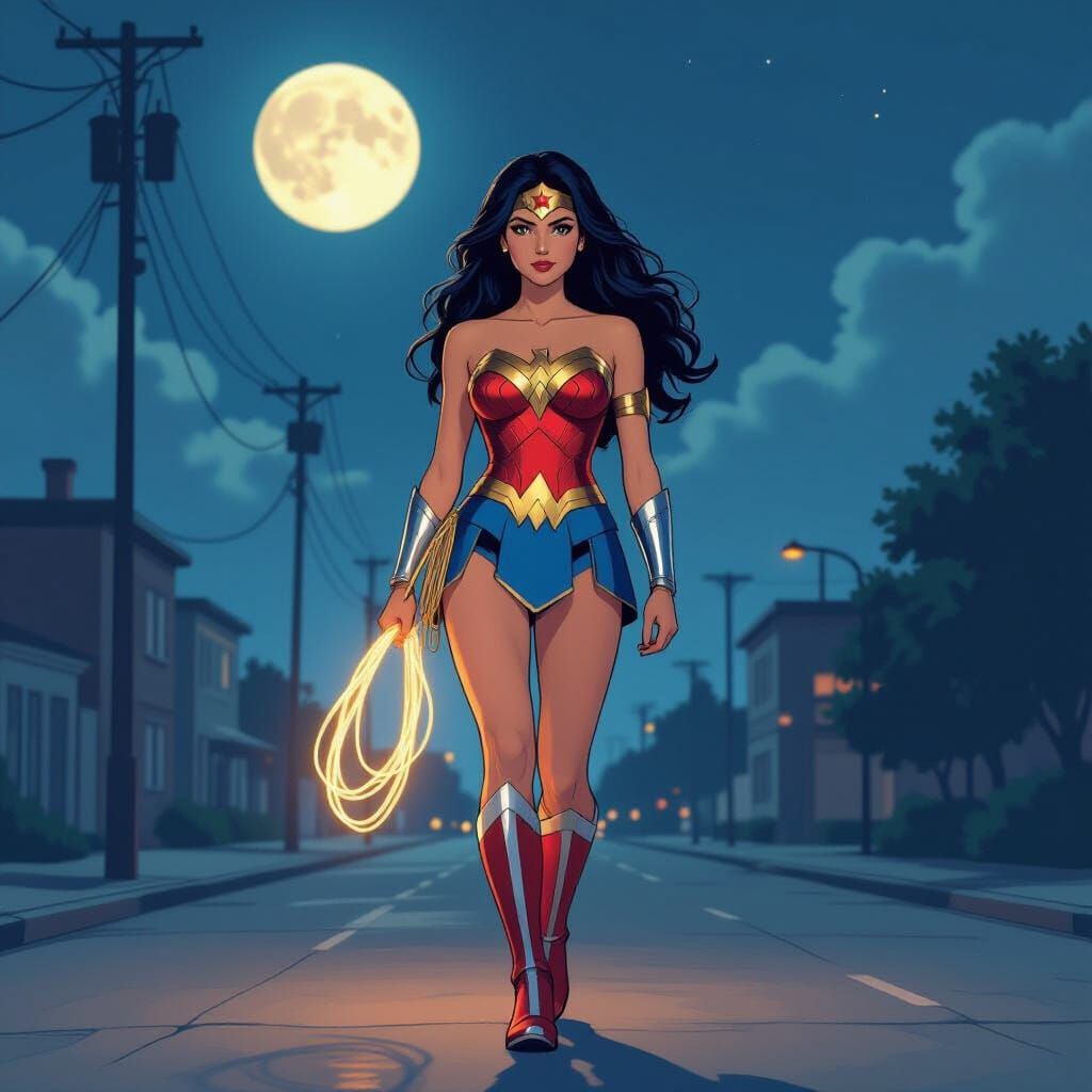 Wonder Woman Under the Moon, Cinematic Lighting