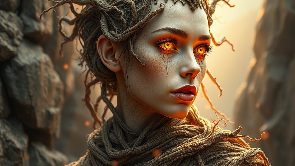 Transhumanist Woman Merged with Mycelium Network