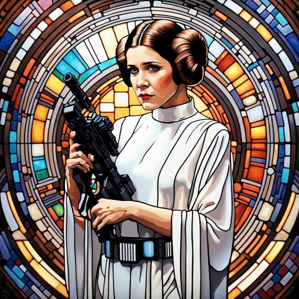 Princess Leia Stained Glass Mosaic in 8k