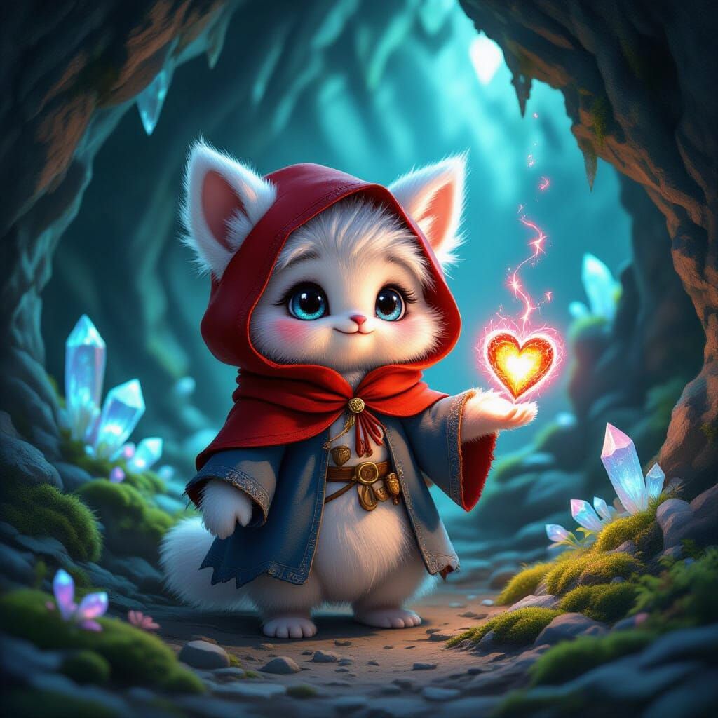 Enchanting Fluffaks Merchant in Glowing Crystal Cave