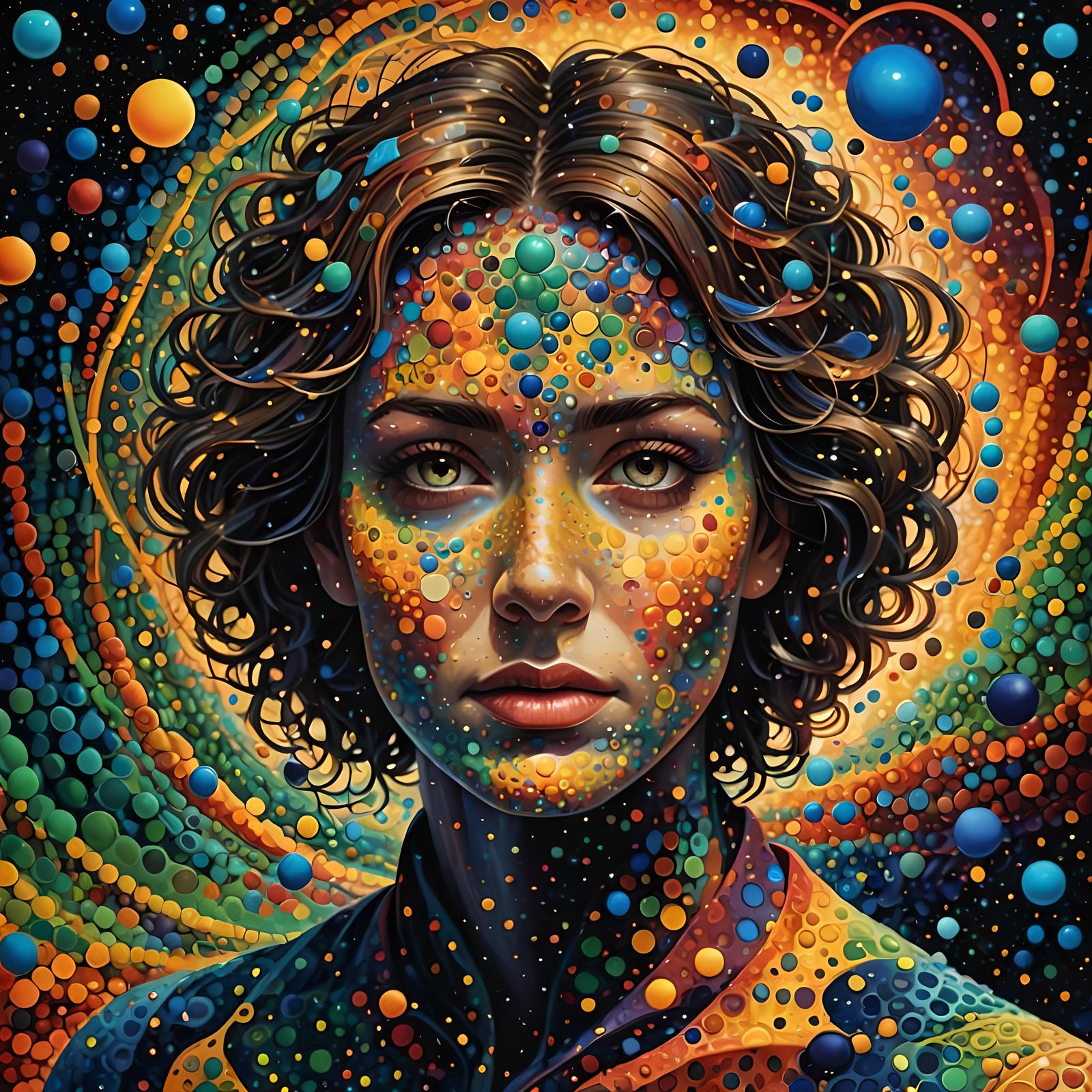 Kinetic Pointillism Quantum Universe: Digital Abstract Art