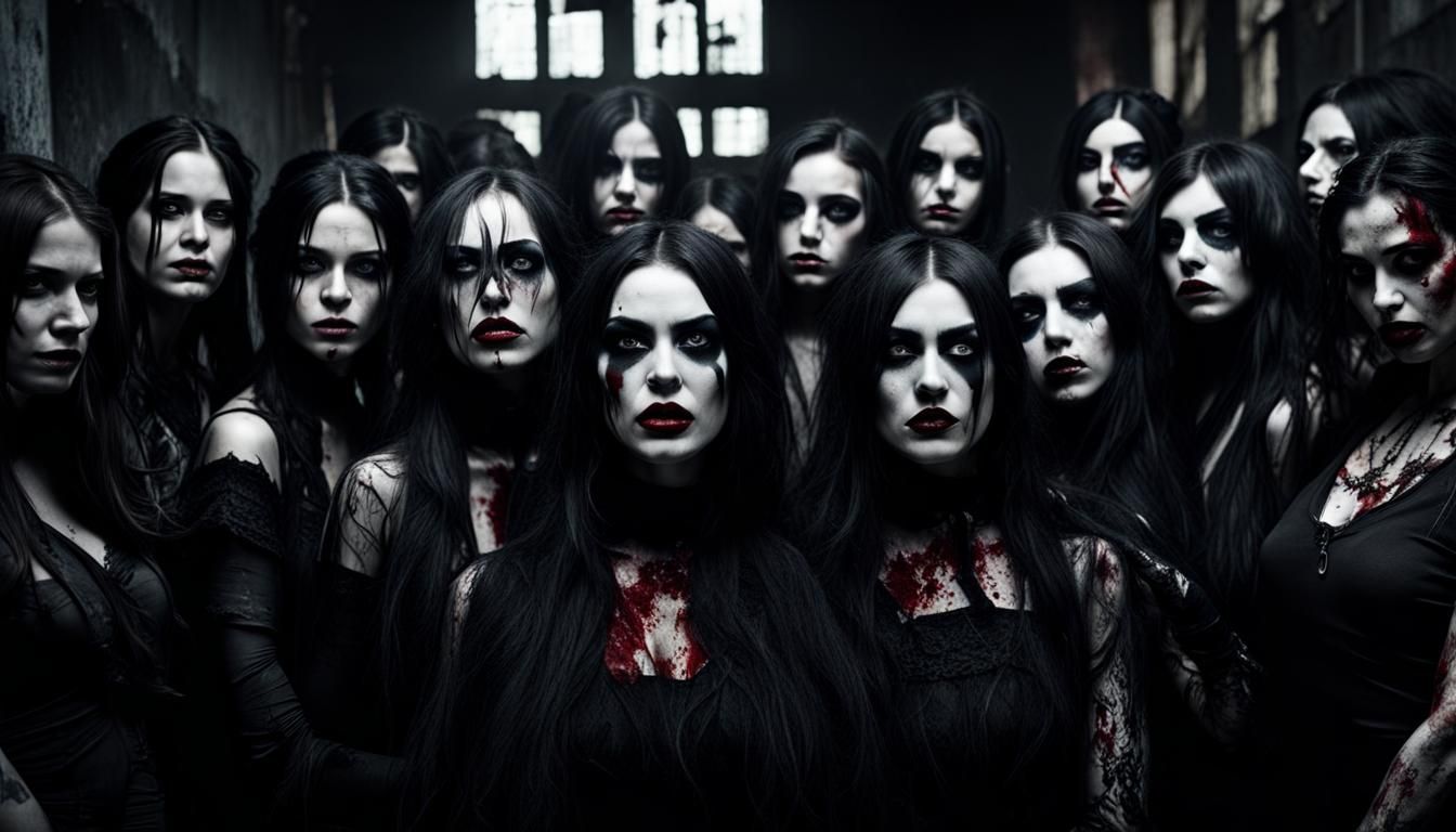 Gothic Women in Despair: A Hyperrealistic Horror Scene