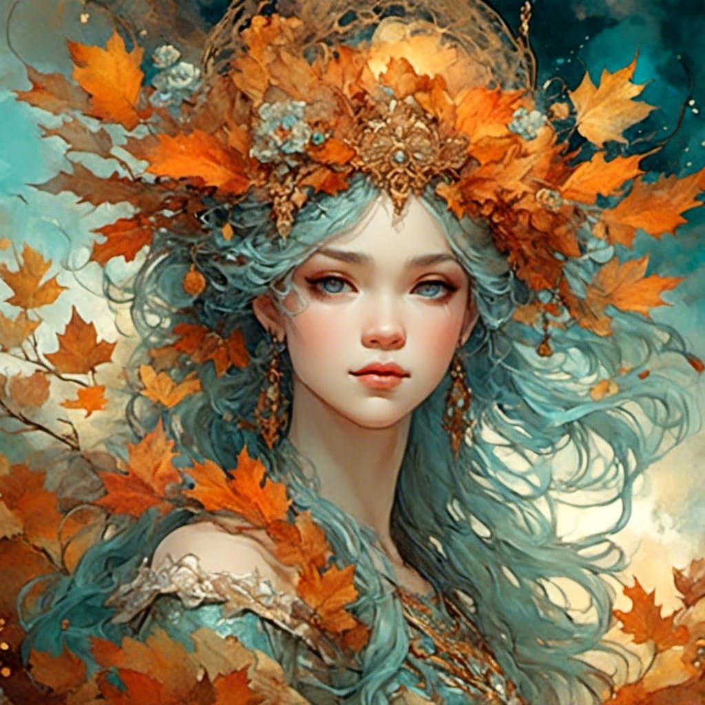 Autumn Goddess in a Magical Fantasy Painting