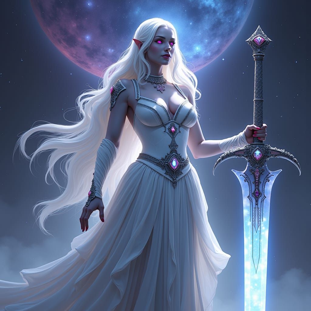 Drow Priestess of Eilistraee with Moon Greatsword