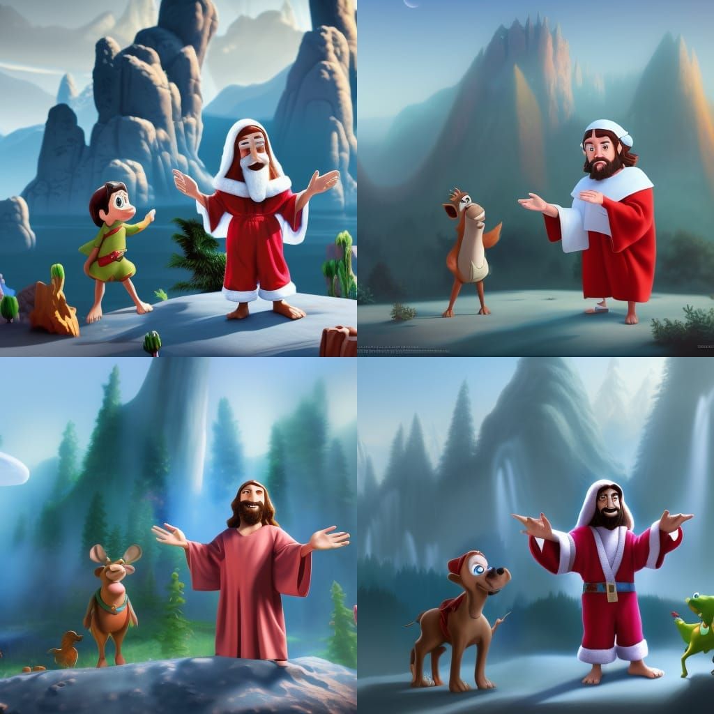 Unexpected Encounter: Jesus and Santa in Digital Art
