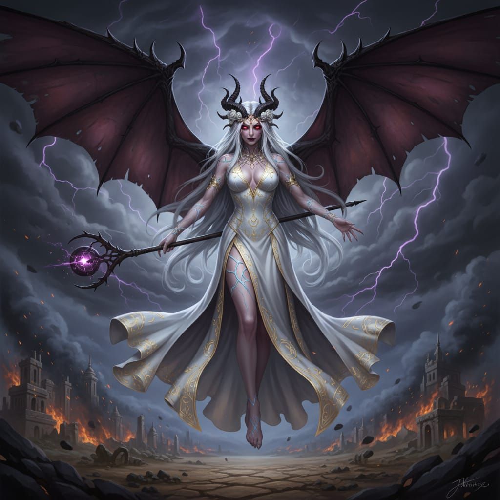 Hyper Feminine Jinn in White Angel Skin Dress