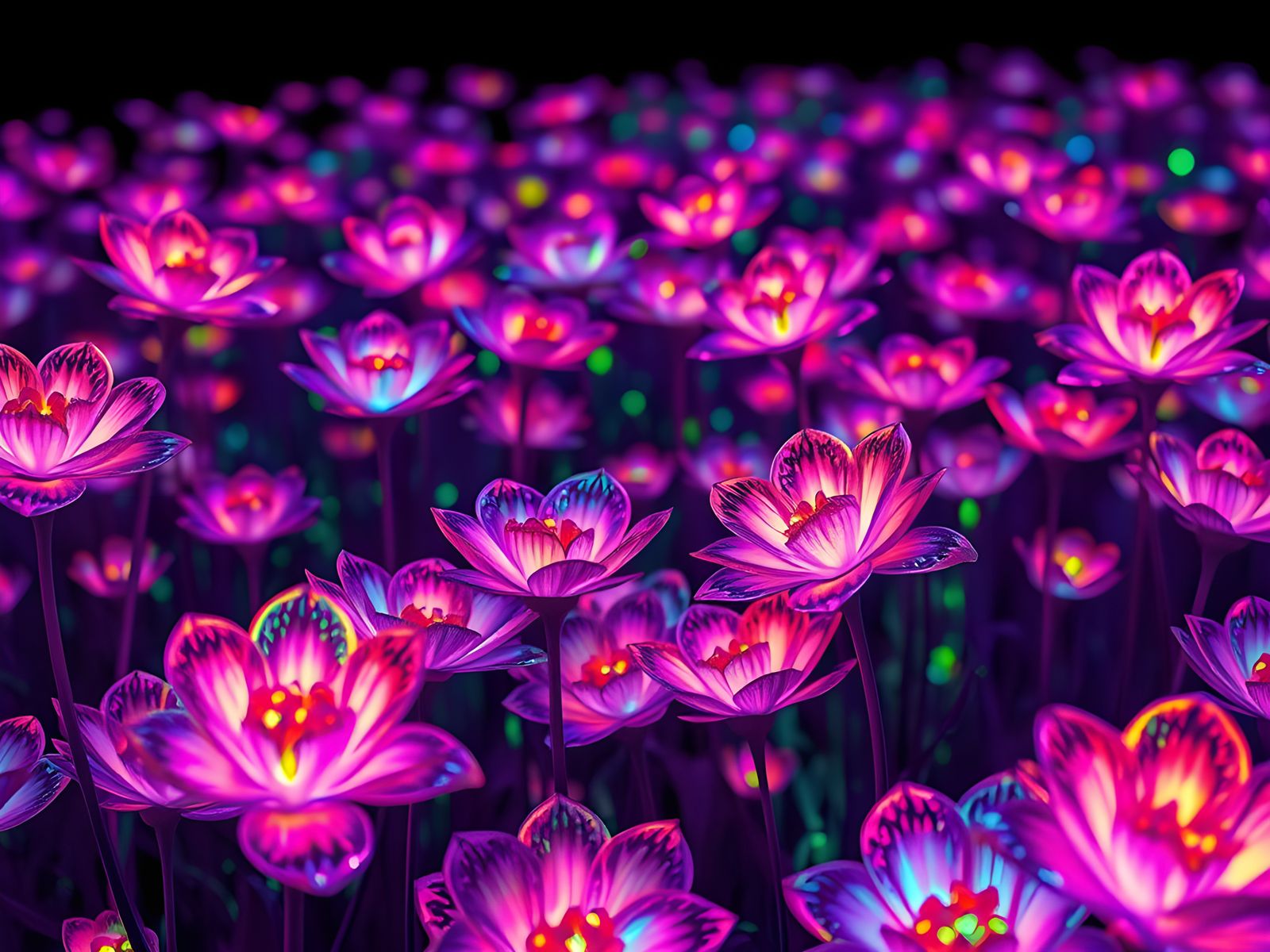 Glowing Neon Flowers: Black Light Art in 3D