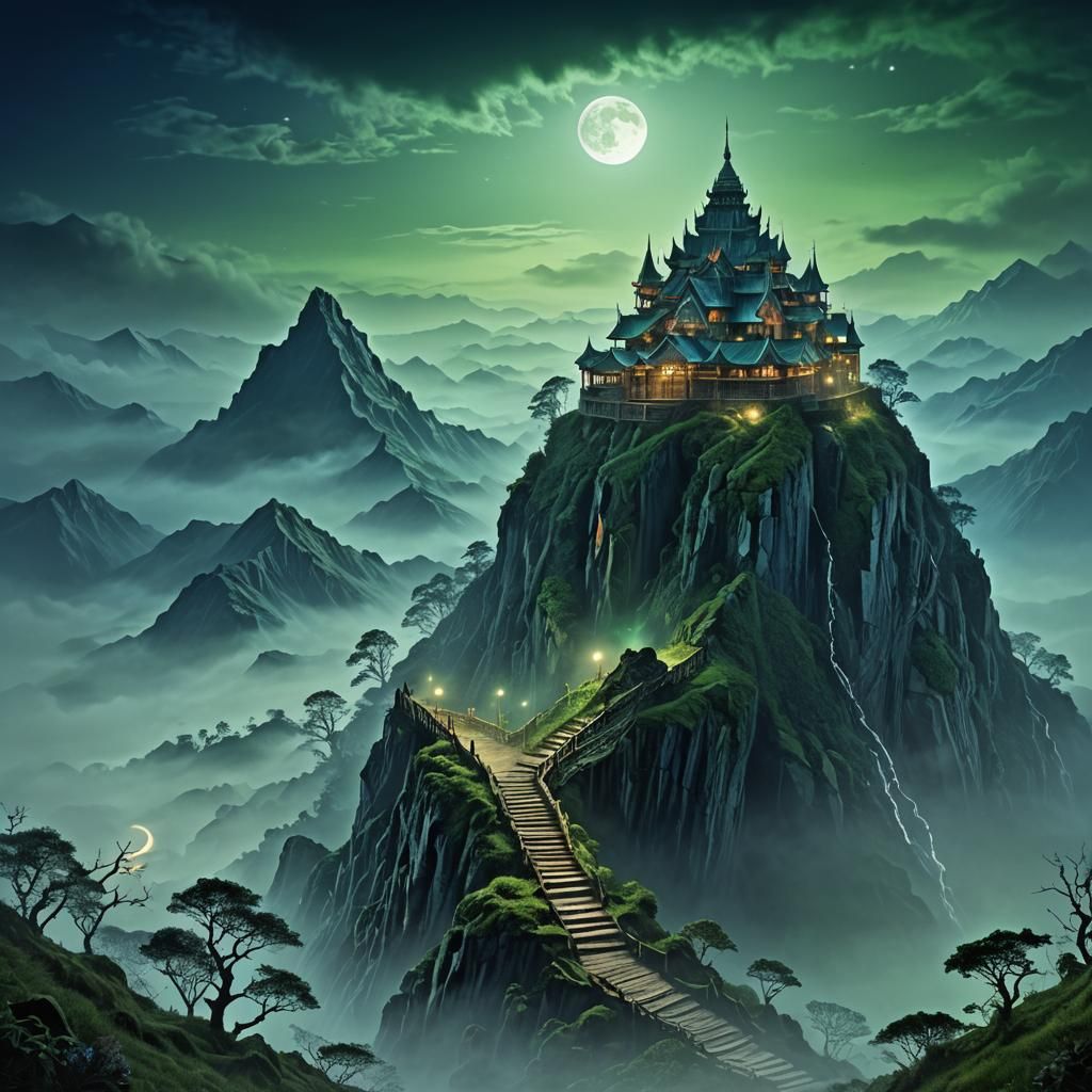 Mystical Ain Mehal on Auk Mountain in Digital Art