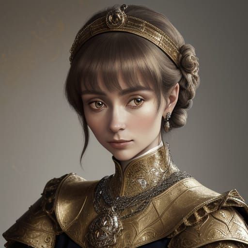 Determined Maid of Orléans in Ornate Armor