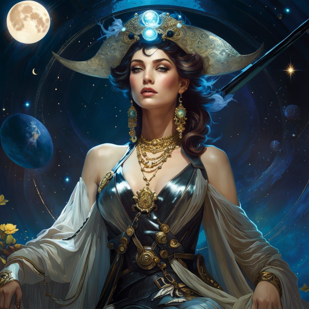 Space Pirate Queen in Art Deco Style