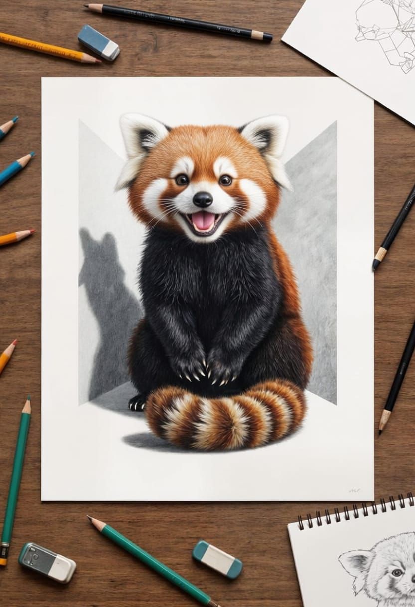 Smiling Red Panda Showing Tongue