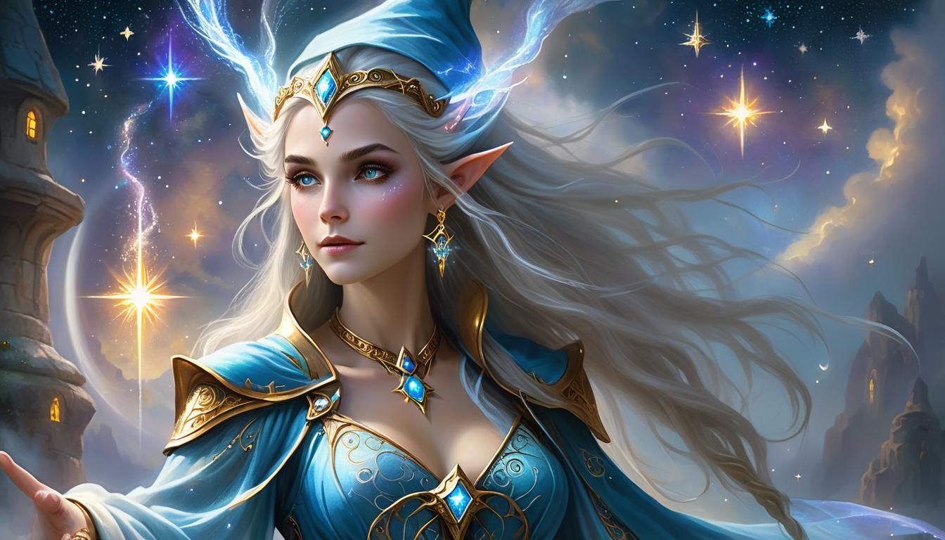 High Elf Wizard Portrait in Ethereal Fantasy Style
