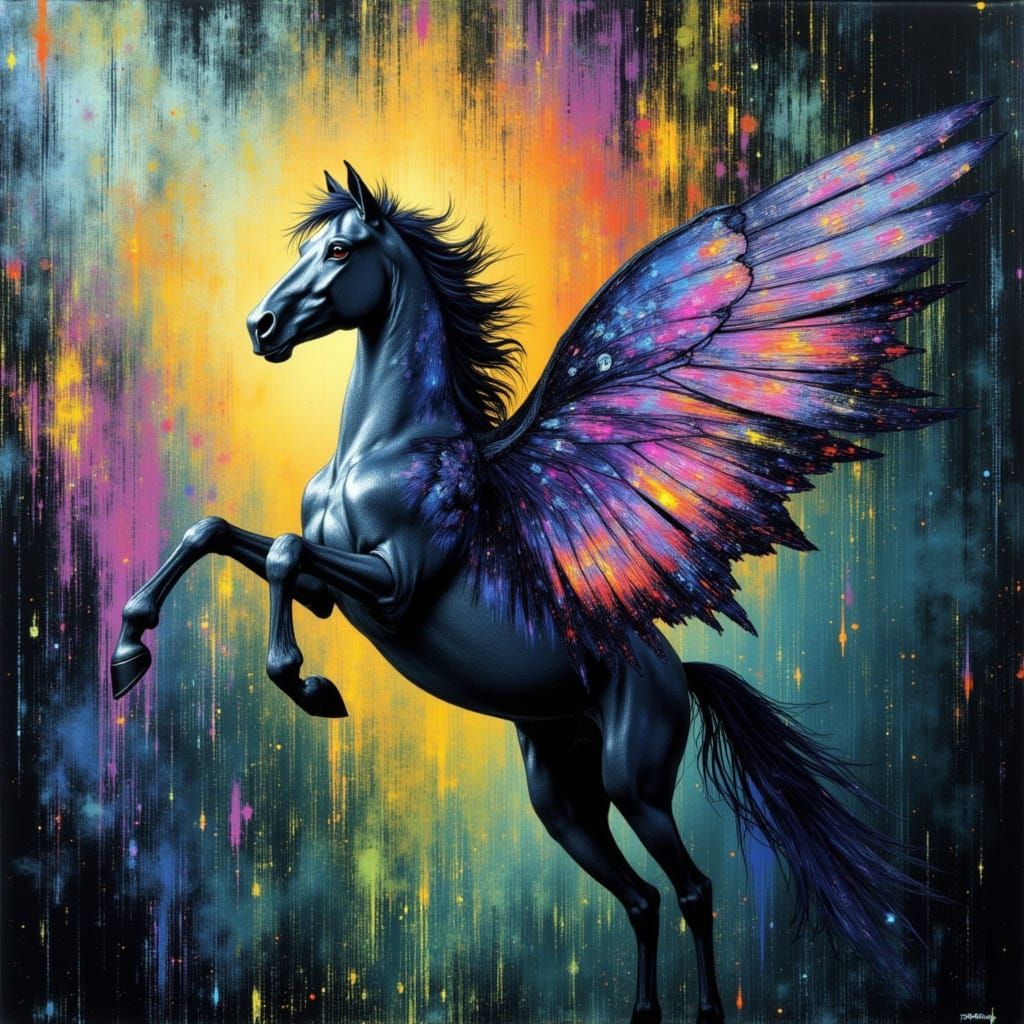 Pegasus with Butterfly Wings in Magical Colors