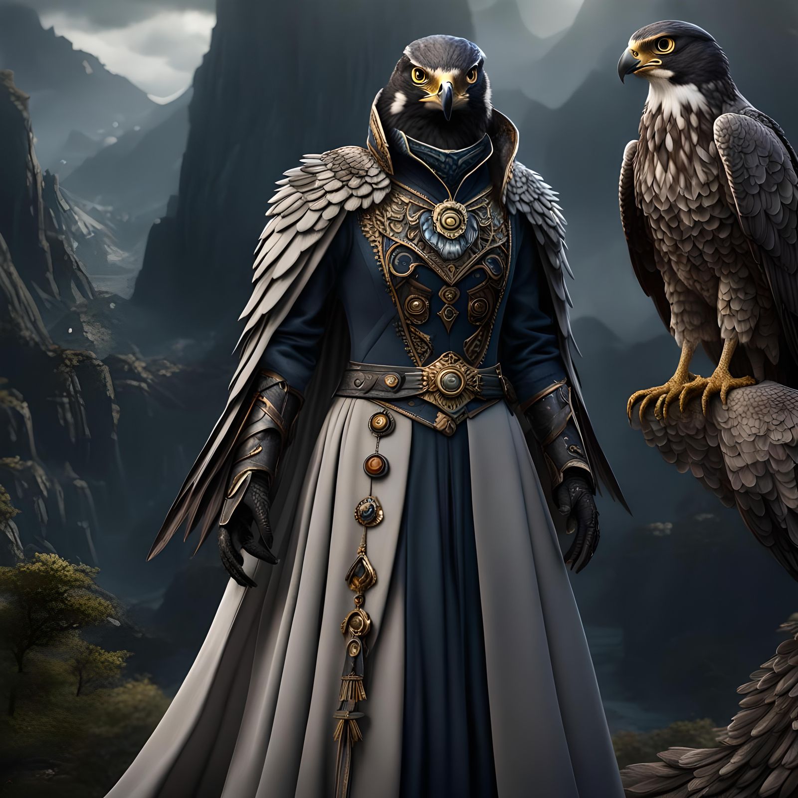 Recycled Gown Inspired by Melanistic Peregrine Falcon