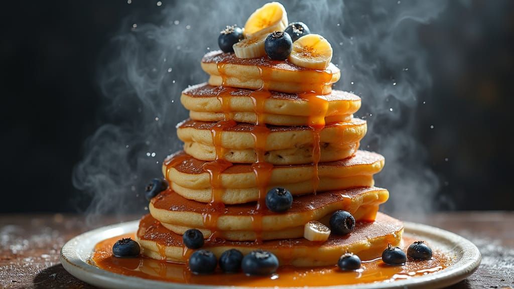 Pancake Skyscrapers with Flowing Syrup