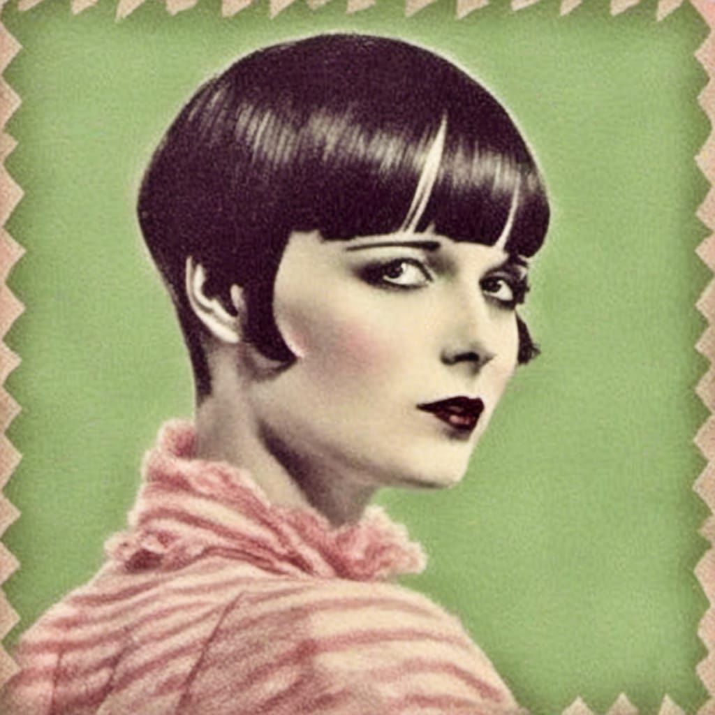 Louise Brooks Portrait in Gelato Colors, Hyperrealistic Illu...