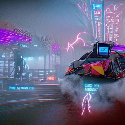 Cyberpunk Back to the Future Neon Cityscape