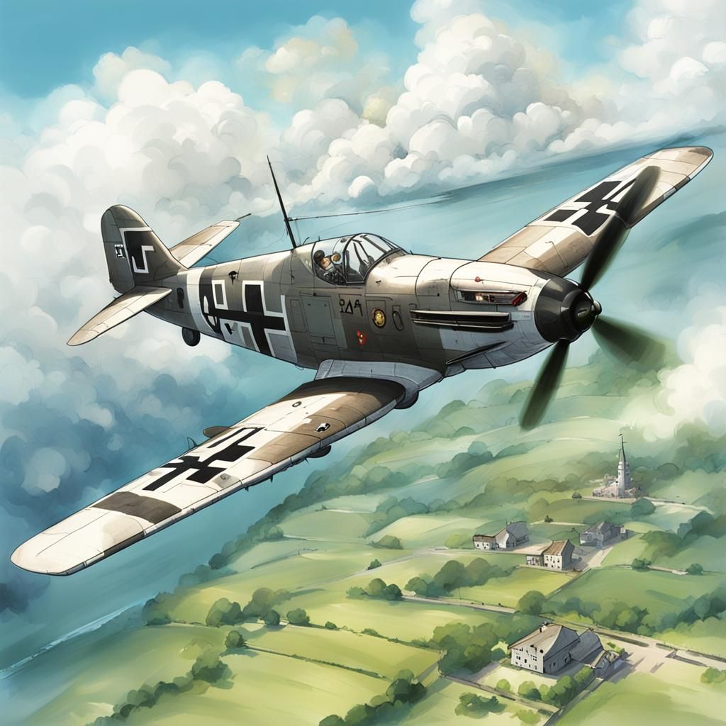 A Messerschmitt BF 109 E-4 flying
