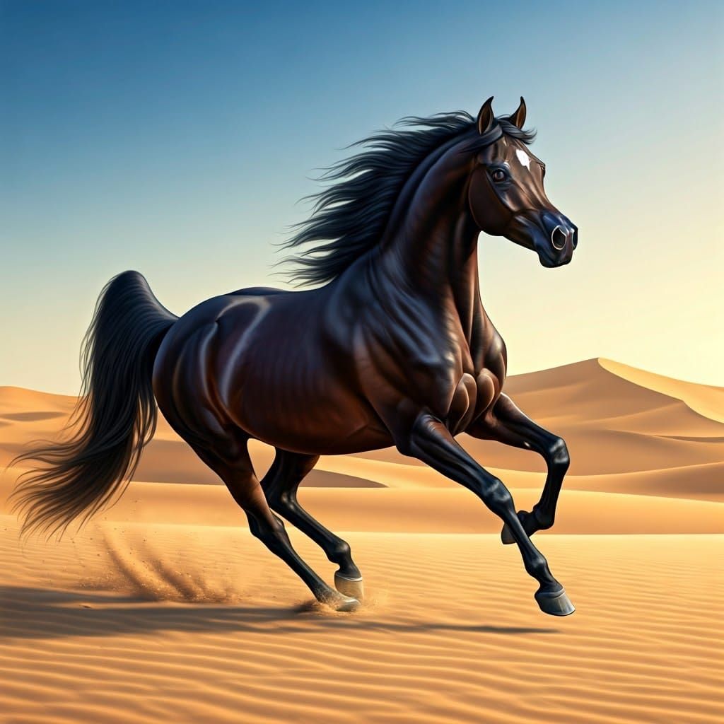 Majestic Arabian Stallion on Golden Beach