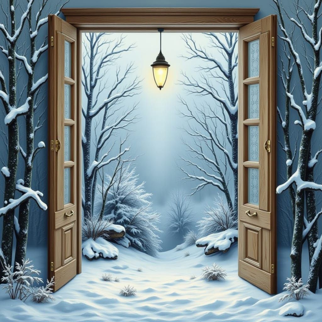 Winter Snowscape Outside Window