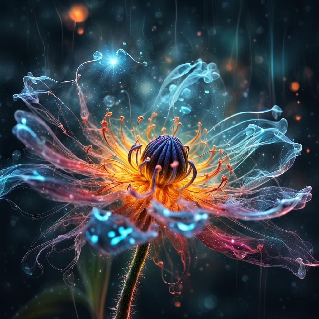 Surreal Glowing Flower of Ghostly Flames
