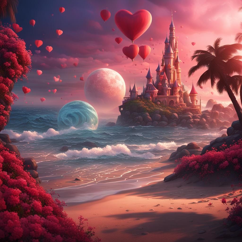 Romantic Couple on Beach for Valentine's Day