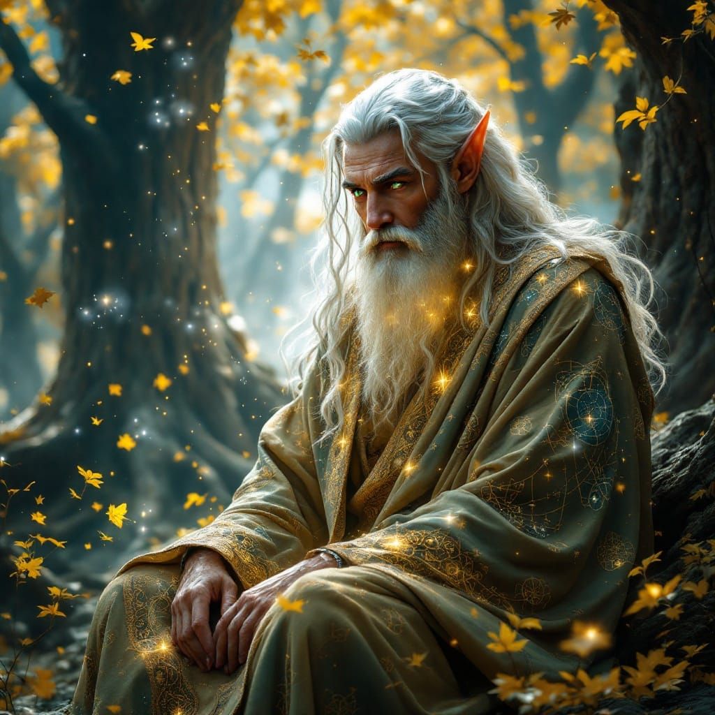 Ethereal Elf in Starry Forest Glade