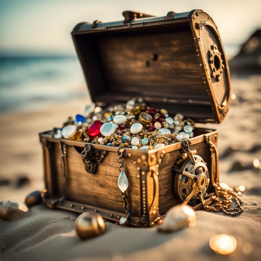 Steampunk Treasure Chest Washed Ashore: Professional Photogr...