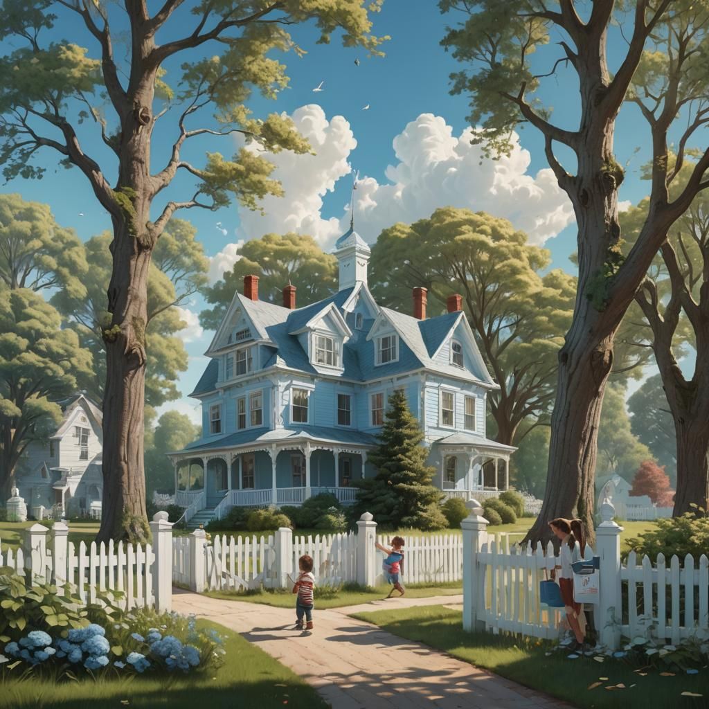 Idyllic White House Scene in Detailed Matte Painting