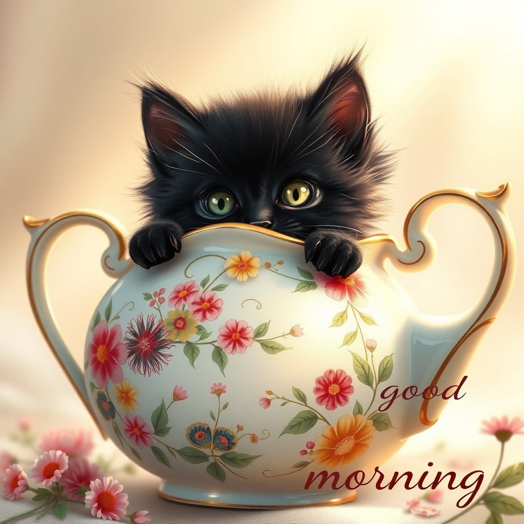 Kitten in Teapot: A Photorealistic Floral Fantasy