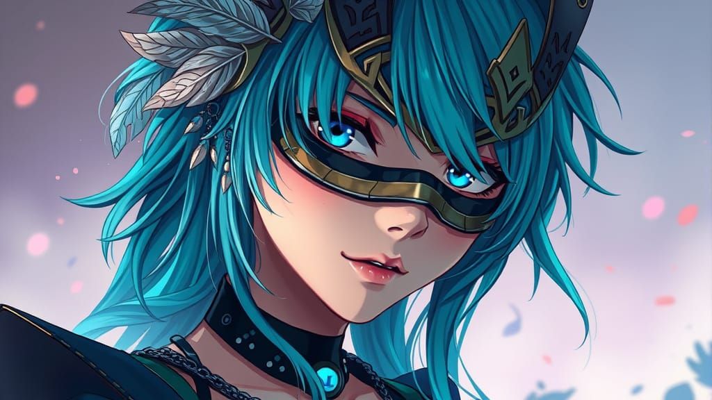 Ethereal Anime Goddess in Futuristic Mask