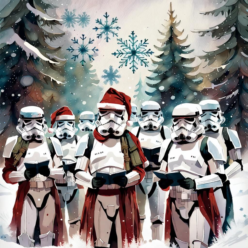 Stormtroopers Caroling in a Snowy Galaxy