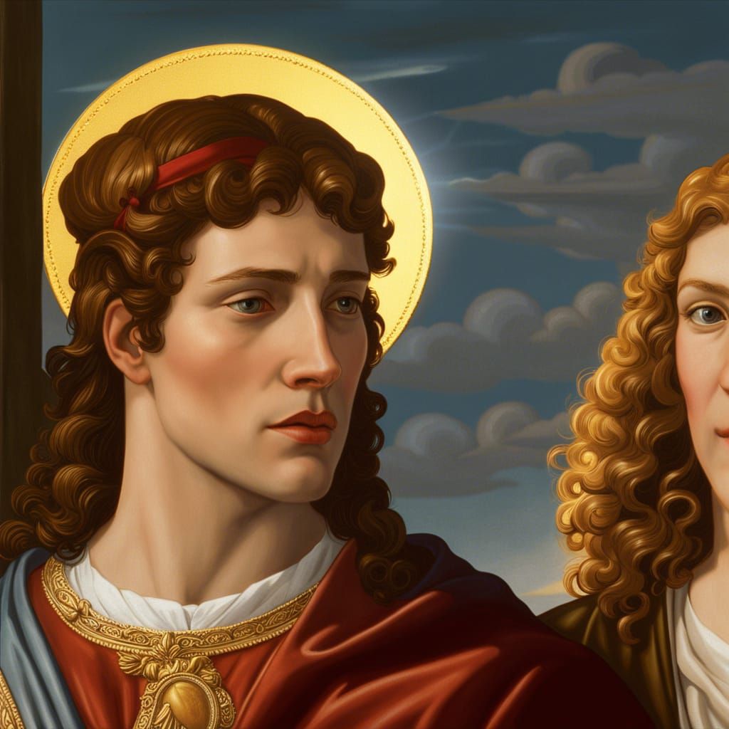 Saints Sebastian and Roch Kissing, Renaissance Style