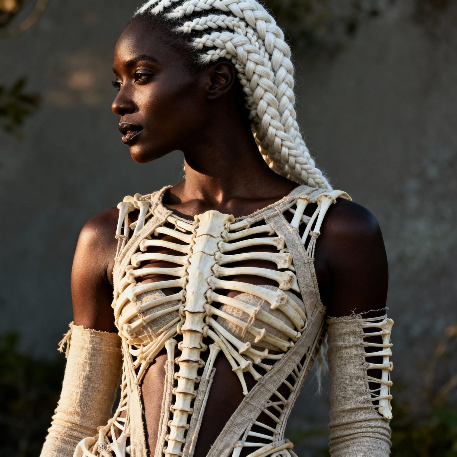 Fashionable Woman in Bone and Linen Attire