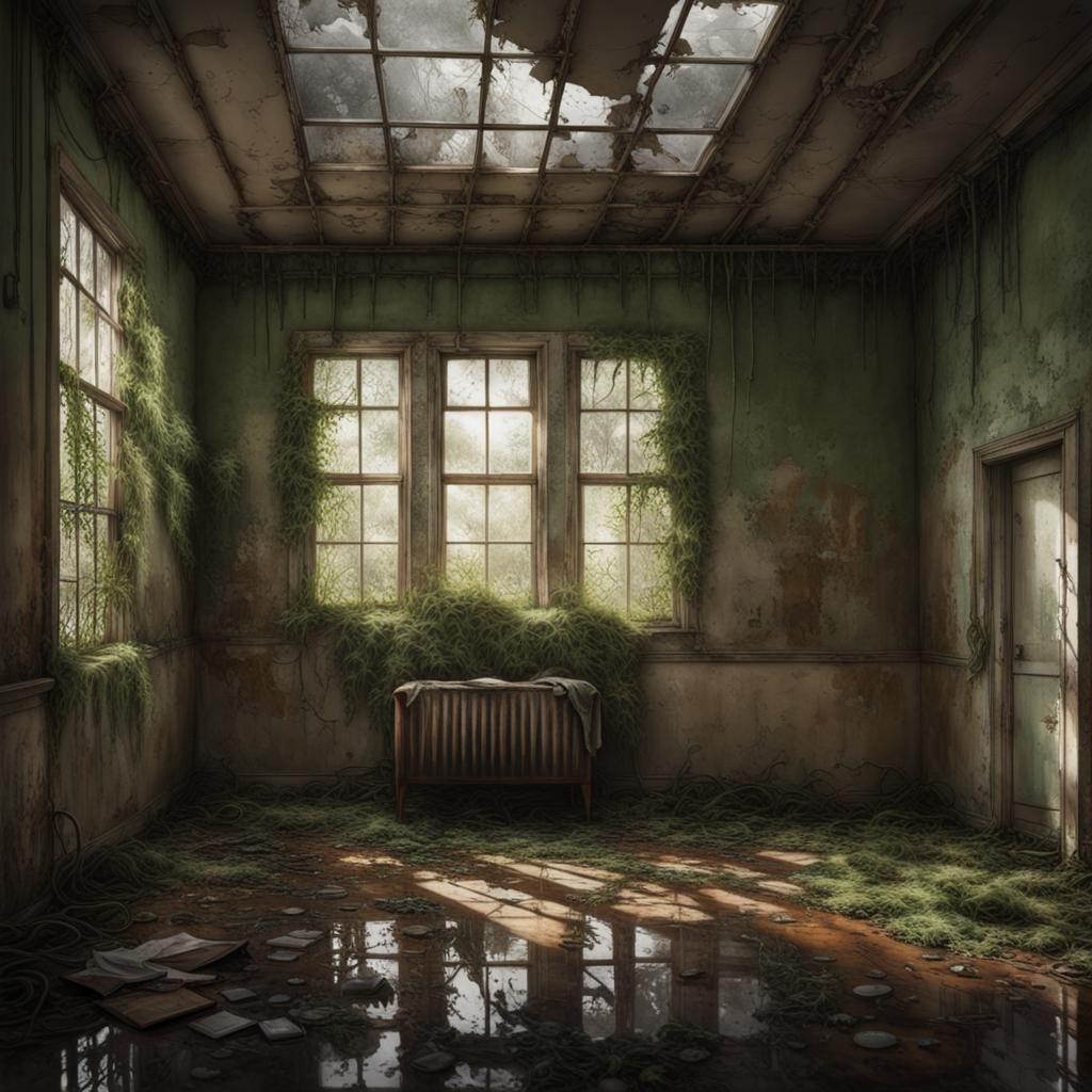 Liminal Abandoned Asylum Room in Photorealistic Style