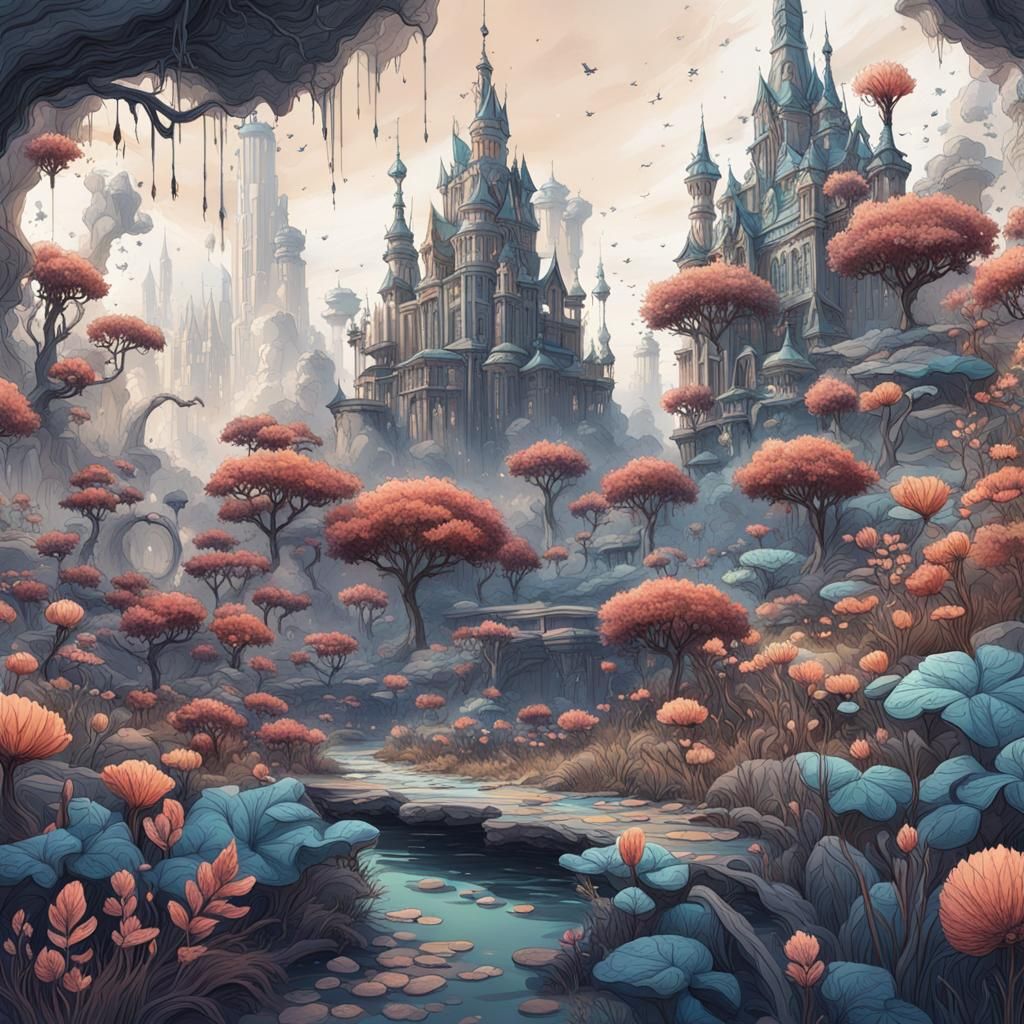 Intricate Botanical Ink Drawings in 8k