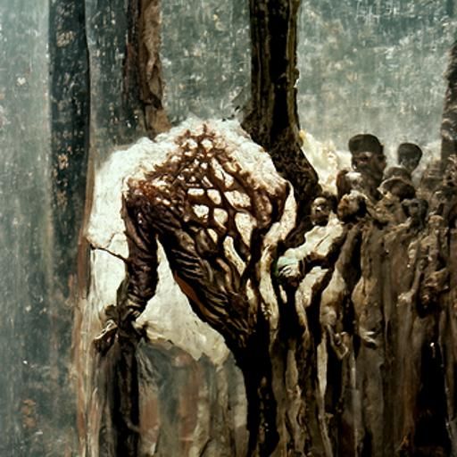 Horrific Tree of Human Skin: Gothic Horror Art