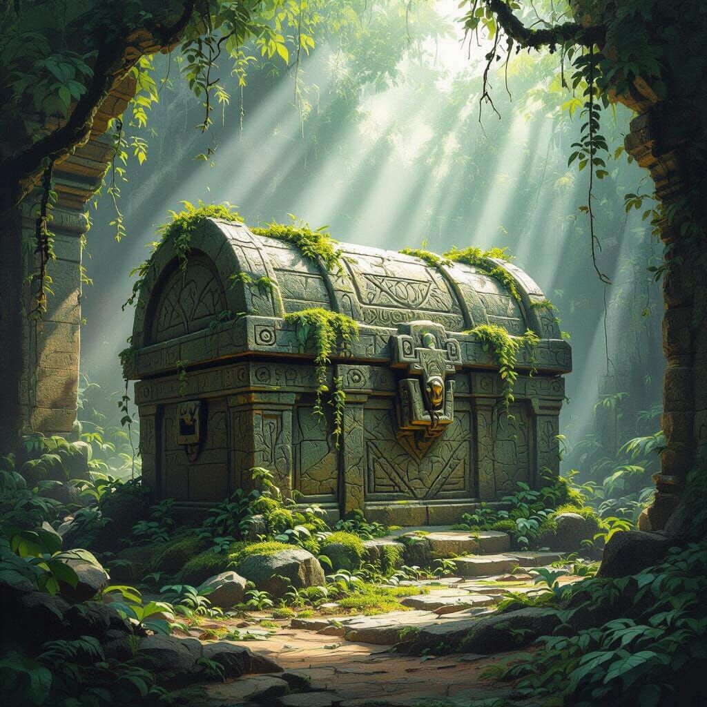 Ancient Stone Chest in Forgotten Jungle Temple