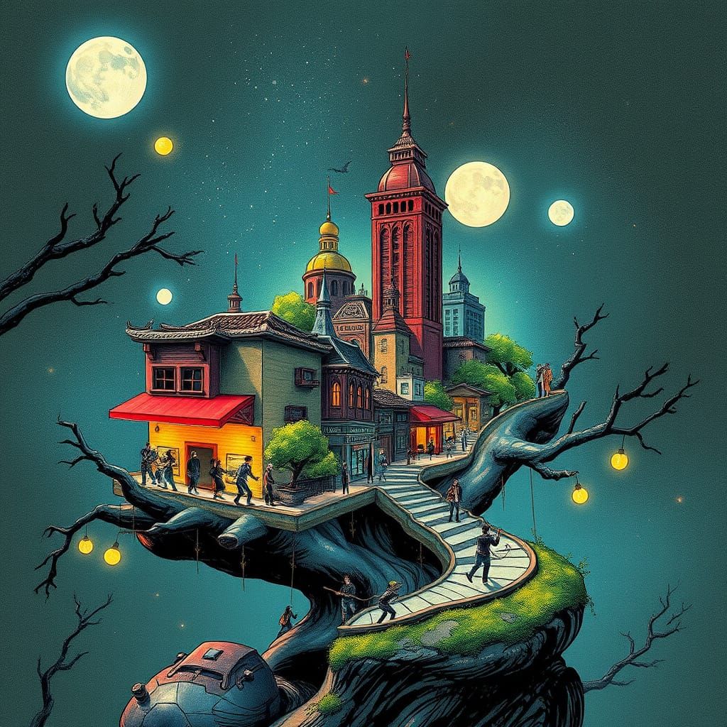 Bonsai City: A Retrofuturistic Neon Dream